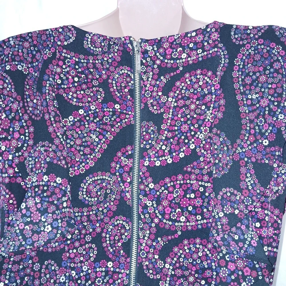 Michael Kors Cascade Dress Women XXL Black Floral Paisley Azalea Ruffle Bohemian